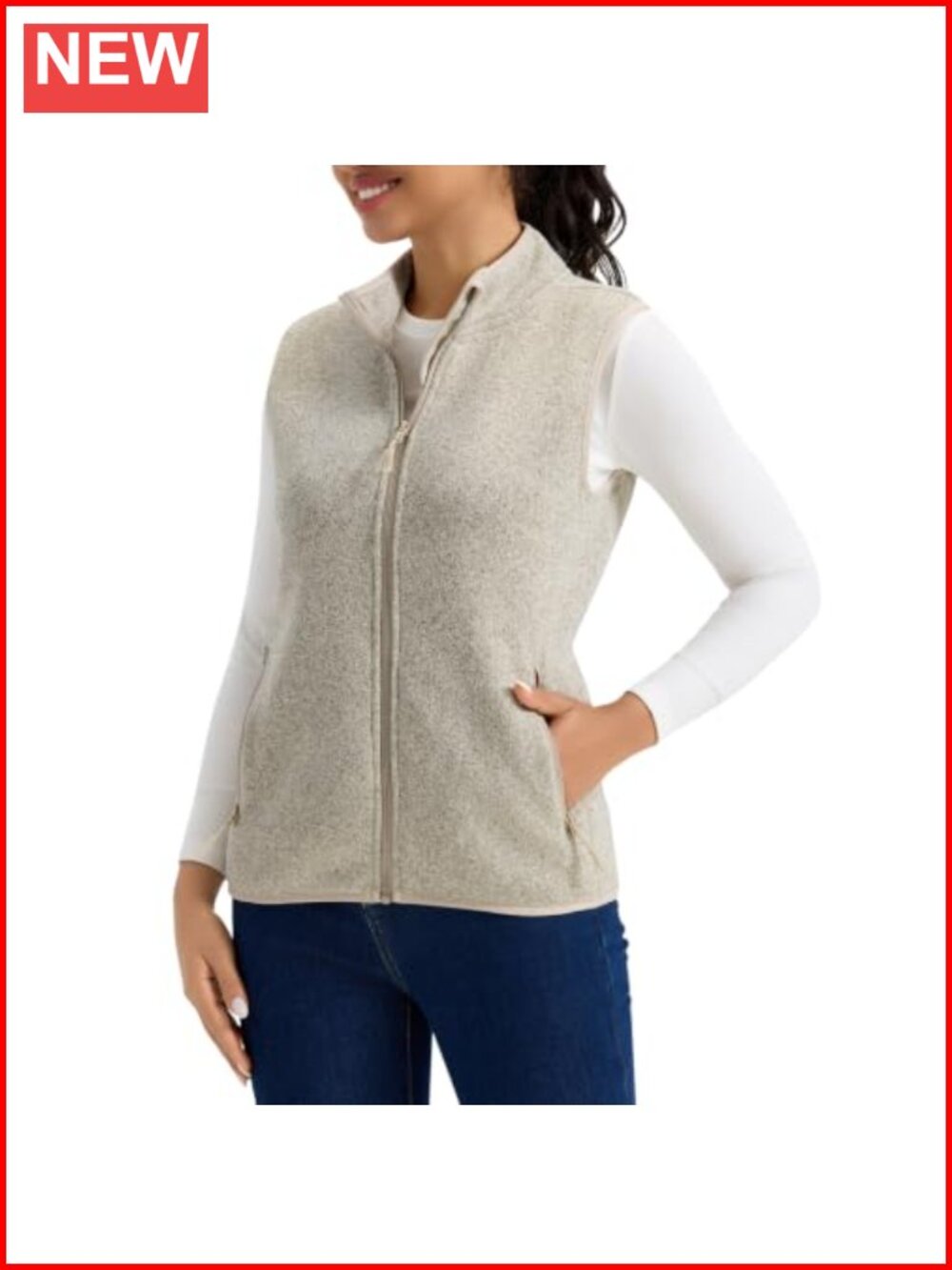 Sweater Fleece Zip Up Vest with Pockets Sleeveless Slim Fit Activewear